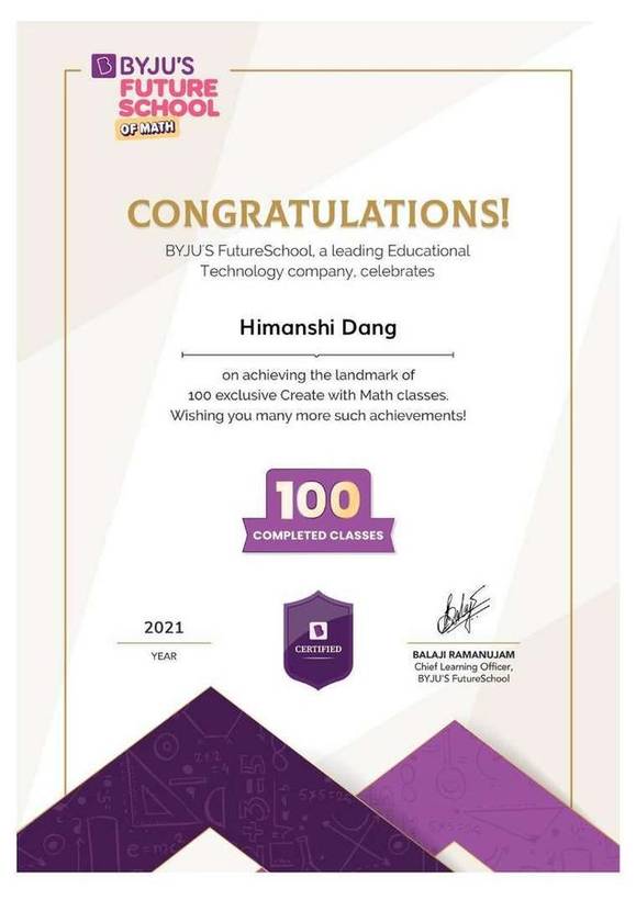 BYJU’S Future School certificate