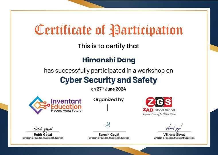 Invent Education certificate