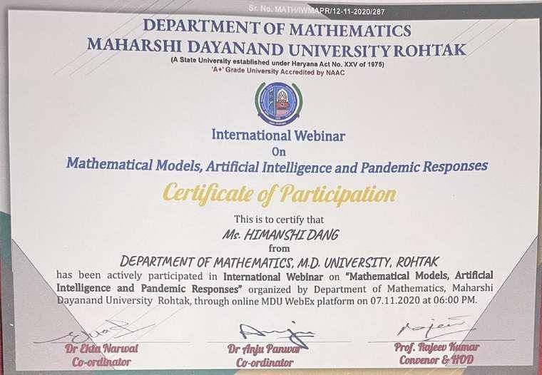 M.D. University certificate