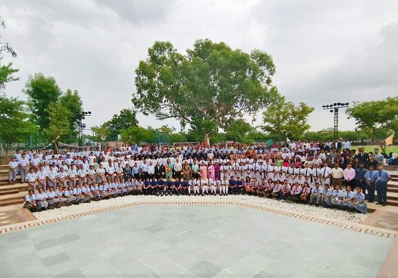 The whole school assembled